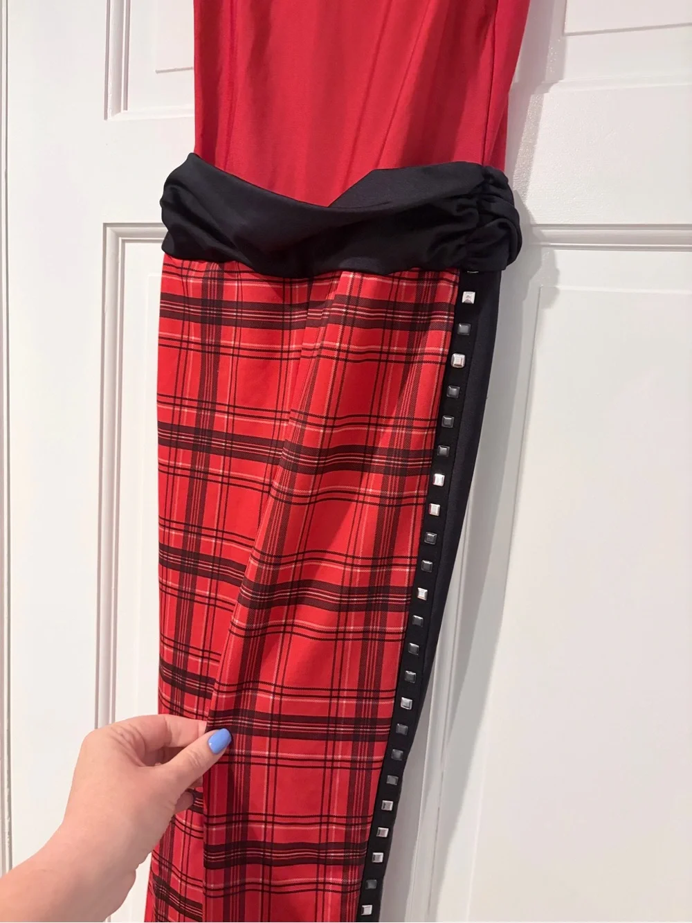 Revolution Dancewear Red Plaid Unitard Catsuit LC